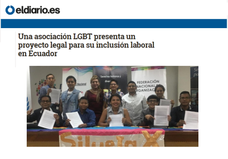 Una asociación LGBT presenta un proyecto legal para su inclusión laboral en Ecuador-Federacion Ecuatoriana LGBTI-Plataforma Revolucion Trans-Transmasculinos Ecuador-Asociacion Silueta